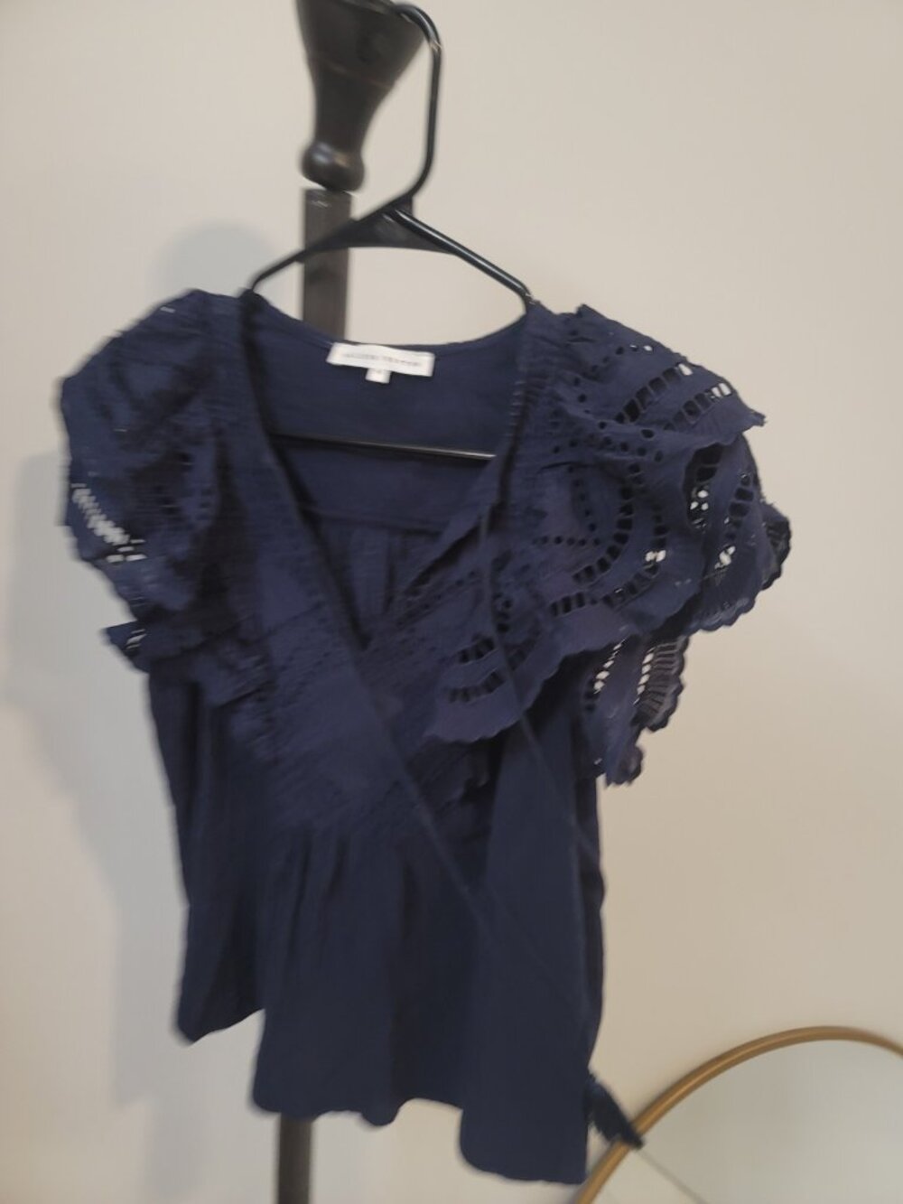 MELISSA NEPTON Navy Blue Emily Blouse Top Small - Picture 3 of 6